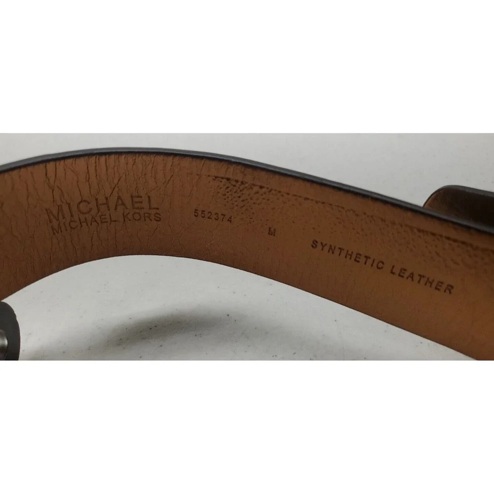 Michael Kors MK Signature Belt Logo Jacquard Brown Women's Sz‎ MD NEW!